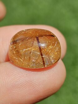 ไหมทอง ควอตซ์ Golden Rutilated Quartz 17.12 กะรัต Cts.พลอยแท้ อัญมณีมงคลประจําวันเกิด เครื่องประดับพลอย