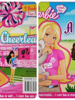 หนังสือนิทานแบบ2เรื่องใน1เล่ม, บาร์บี้ **ปกมีรอยด้านล่างตามภาพ Barbie i can be... 2 Books in 1! A Cheerleader,ฉบับภาษาอังกฤษ มีสติ๊กเกอร์ให้เล่นมากกว่า 50 แบบ/ , i can be a rock star... i can be a vet... i can be an astronaut.. ครึ่งหลังA Zoo Vet Barbie i