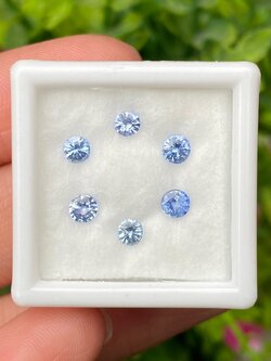 พลอย ไพลิน blue sapphire 1.16 กะรัต (Cts.) 6 เม็ด (pcs.) พลอยแท้ อัญมณีมงคลประจําวันเกิด เครื่องประดับพลอย