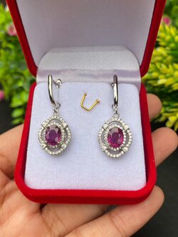 ต่างหู พลอย ทับทิม (Ruby Earrings) พลอยแท้ อัญมณีมงคลประจําวันเกิด เครื่องประดับพลอย
