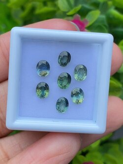 พลอย แซฟไฟร์ 3 สี Tri Color Sapphire 7 เม็ด 3.24 กะรัต (Cts.) พลอยแท้ อัญมณีมงคลประจําวันเกิด เครื่องประดับพลอย