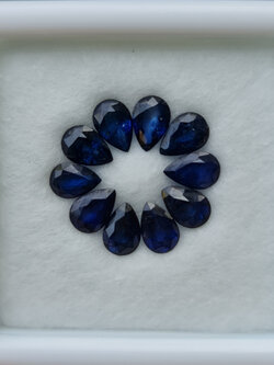 พลอย ไพลิน blue sapphire 5.25 กะรัต (Cts.) 10 เม็ด (Pcs.) พลอยแท้ อัญมณีมงคลประจําวันเกิด เครื่องประดับพลอย