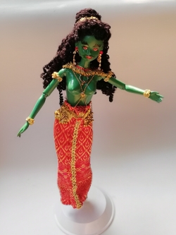 Very special offer, the only 1 piece Handmade custom joint doll, 12" as a giant from Thai Drama"Sang Thong", she is"Ms.Panthurat". She disguised herself to a female human and adobted a child.Once he acknowledged that his mother wa
