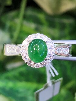 หยก พม่า แท้ Jade แหวนหยก (jadeite Ring) ดิบ (Size) 59 ไม่ผ่านการปรับปรุง (Type A) พม่า (Myanmar)