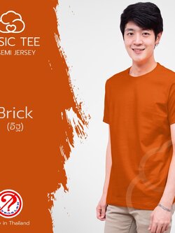 Noproblem Noproblem ยอดขาย No.1 รับประกัน ไม่ย้วย ไม่ยืด ผ้านุ่ม เสื้อยืด สีพื้น เสื้อยืดคอกลม สีอิฐ