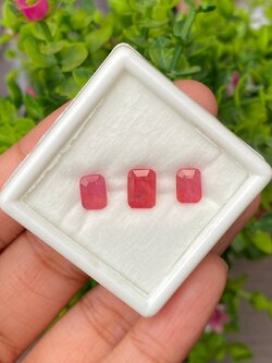 พลอย ทับทิม ซองเจีย Ruby Sapphire 4.52 กะรัต (Cts.) 3 เม็ด (Pcs.) พลอยแท้ อัญมณีมงคลประจําวันเกิด เครื่องประดับพลอย