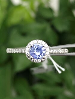 แหวน พลอยแท้ แทนซาไนท์ (Size) 56 (Tanzanite Silver Ring ) ตัวเรือนเงิน เพชร CZ คัดคุณภาพ