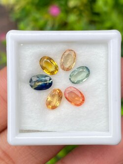 พลอย แฟนซี แซฟไฟร์ Fancy Sapphire 6 เม็ด 3.20 กะรัต (cts.) พลอยแท้ อัญมณีมงคลประจําวันเกิด เครื่องประดับพลอย