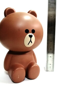 ตุ๊กตา**มีรอยบ้างโปรดตรวจสอบทุกภาพ พลาสติกโปร่ง หมีบราวน์ BROWN จาก ไลน์ LINE CHARACTER ถอดหัวออกได้ ข้างในเป็นขวด พรีเมี่ยมแถมพิเศษ จากอาหารเช้าซีเรียล CORNFLEX ขนาดตามรูป