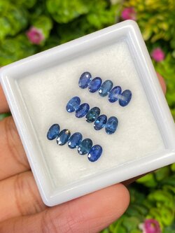 พลอย ไพลิน blue sapphire 15 เม็ด (pcs.) 4.22 กะรัต (Cts.) พลอยแท้ อัญมณีมงคลประจําวันเกิด เครื่องประดับพลอย
