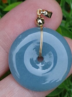 หยก จี้โดนัทหยก 37.60 Cts. (Bi Disc Jade) หยกแท้ อัญมณีมงคลประจําวันเกิด เครื่องประดับพลอย