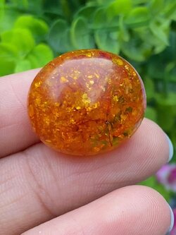 อำพัน Amber 14.47 กะรัต พลอยแท้ อัญมณีมงคลประจําวันเกิด เครื่องประดับพลอย