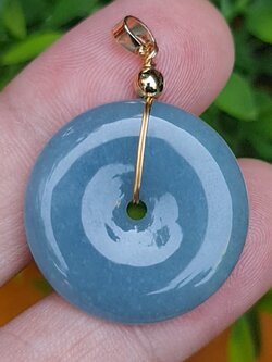 หยก จี้โดนัทหยก 44.85 Cts. (ฺBi Disc Jade) หยกแท้ อัญมณีมงคลประจําวันเกิด เครื่องประดับพลอย