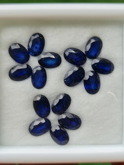 พลอย ไพลิน blue sapphire 8.74 กะรัต (Cts.) 15 เม็ด (Pcs.) พลอยแท้ อัญมณีมงคลประจําวันเกิด เครื่องประดับพลอย