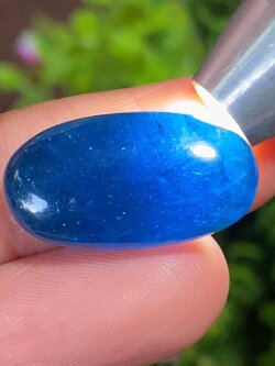 พลอย บลู อะพาไทต์ Blue Apatite 19.45(Cts.) ดิบ Unheated. พลอยแท้ อัญมณีมงคลประจําวันเกิด เครื่องประดับพลอย