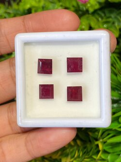 พลอย ทับทิม (Ruby Sapphire) 13.30 กะรัต (Cts.) 4 เม็ด (4 Pcs.) พลอยแท้ อัญมณีมงคลประจําวันเกิด เครื่องประดับพลอย