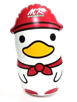 ตุ๊กตาเป่าลม/ตุ๊กตาล้มลุก เป็ดพ่นไฟ มาสคอตของ สุกี้เอ็มเค MK สภาพดี ไม่มีรั่ว