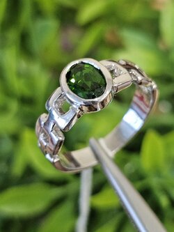 แหวน พลอย (Size) 53 Green Diopsitc พลอยแท้ อัญมณีมงคลประจําวันเกิด เครื่องประดับพลอย