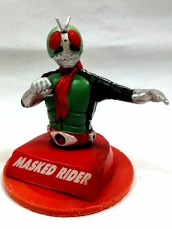 ของสะสม ท็อปเปอร์ฝาแก้วน้ำโรงหนัง ไอ้มดแดงหมายเลข1 ไรเดอร์1 V1, Masked Rider1 ขนาดตามภาพ **มีตำหนิตามภาพ, ซ่อมสีและเขา
