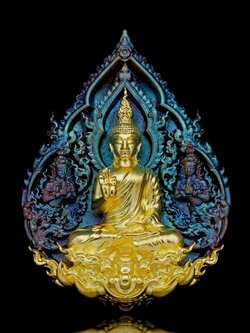 พระพุทธประทานพร รุ่น พุทธบารมี รหัส8 เนื้อบรอนซ์สีรุ้ง องค์ชุบทอง