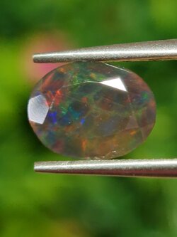 พลอย แบล็ก โอปอล Black Opal 1.46 กะรัต (Cts.) พลอยแท้ อัญมณีมงคลประจําวันเกิด เครื่องประดับพลอย