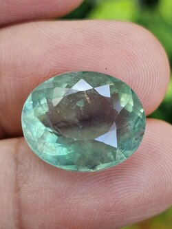 พลอย ฟลูออไรด์ (Fluorite) 13.18 กะรัต (Cts.) พลอยแท้ อัญมณีมงคลประจําวันเกิด เครื่องประดับพลอย