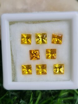 พลอย บุษราคัม yellow sapphire 3.18 กะรัต (Cts.) 8 เม็ด (Pcs.) พลอยแท้ อัญมณีมงคลประจําวันเกิด เครื่องประดับพลอย