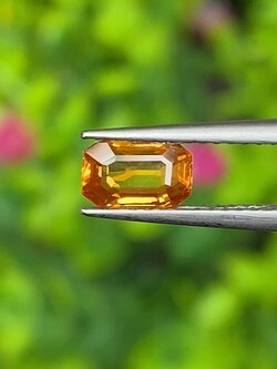 พลอย บุษราคัม Yellow Sapphire 0.91 กะรัต (Cts.) พลอยแท้ อัญมณีมงคลประจําวันเกิด เครื่องประดับพลอย