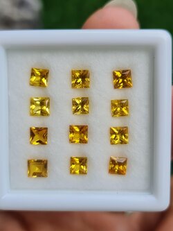 พลอย บุษราคัม yellow sapphire 4.78 กะรัต (Cts.) 12 เม็ด (Pcs.) พลอยแท้ อัญมณีมงคลประจําวันเกิด เครื่องประดับพลอย
