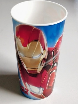 ของสะสม แก้วน้ำโรงหนัง ไออ้อนแมน Iron Man จาก ภาพยนต์ กัปตันอเมริกา Captain America Civil War ไม่มีท็อปเปอรํ