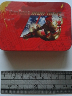 กล่องเหล็กพร้อมฝา ขนาด 4" สีแดง ลายไออ้อนแมน Iron Man