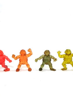 ตุ๊กตุ่นยาง นินจาเต่า set 3 สีชมพู เขียวอ่อน ส้ม เขียวแก่ ขนาด 2 นิ้ว ตามรูป ขายทั้งเซ็ท4ตัว