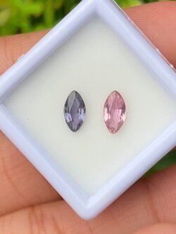 พลอย แฟนซี แซฟไฟร์ Fancy Sapphire 2 เม็ด 1.55 กะรัต (cts.) พลอยแท้ อัญมณีมงคลประจําวันเกิด เครื่องประดับพลอย