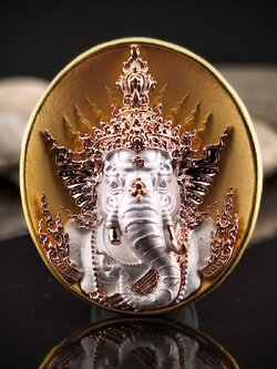 พระพิฆเณศ พรคเณศลิขิต เนื้อสัมฤทธิ์ ชุบสามกษัตริย์