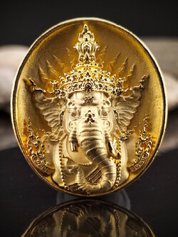 พระพิฆเณศ พรคเณศลิขิต รายการที่ 9 เนื้อสัมฤทธิ์ ชุบทอง