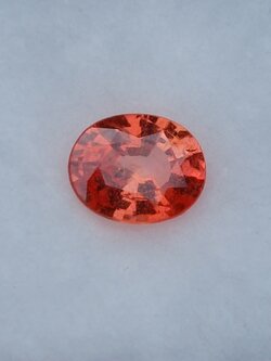 พลอย ออเรนจ์ แซฟไฟร์ Orange Sapphire 1.42 กะรัต (Cts.) พลอยแท้ อัญมณีมงคลประจําวันเกิด เครื่องประดับพลอย