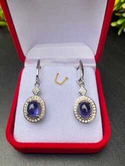 ต่างหู พลอย ไพลิน (Blue Sapphire Earrings) พลอยแท้ อัญมณีมงคลประจําวันเกิด เครื่องประดับพลอย