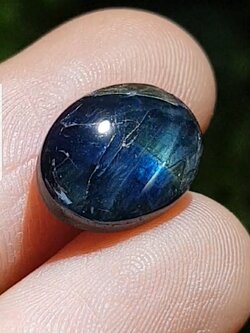 พลอย ไพลิน สตาร์ แซฟไฟร์ Blue Star Sapphire 7.94 กะรัต (Cts.) ดิบ Unheated พร้อมใบเซอร์ พลอยแท้ อัญมณีมงคลประจําวันเกิด เครื่องประดับพลอย