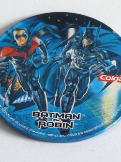 จานรองแก้วเก่า Batman&Robin ของสะสมจาก ยาสีฟัน Colgate