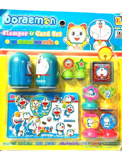 ของสะสมโดราเอม่อน**แพ็คเกจมีตำหนิ Stamper&Card set ชุดสแตมป์และการ์ด โดราเอม่อน โดเรม่อน ***ของแท้ - ตราแสตมป์ มีลาย Love You , Happy,ดีมาก,พอใช้,ดี,ปรับปรุง และมีสแตมป์ดาวและหัวโดราเอม่อน และสติ๊กเกอร์ ตามภาพ