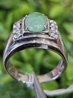 หยก พม่า แท้ Jade แหวนหยก (jadeite Ring) Size 60 ดิบ ไม่ผ่านการปรับปรุง (Type A) พม่า (Myanmar)