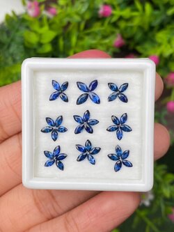 พลอย ไพลิน blue sapphire 4.06 กะรัต (Cts.) 42 เม็ด (pcs.) พลอยแท้ อัญมณีมงคลประจําวันเกิด เครื่องประดับพลอย