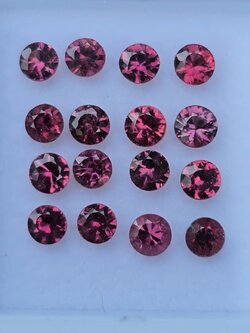 พลอย ทับทิม สยาม Siam Ruby sapphire 16 เม็ด 2.01 กะรัต (Cts.) ดิบ (Unheated) พลอยแท้ อัญมณีมงคลประจําวันเกิด เครื่องประดับพลอย