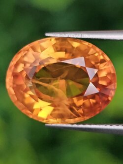 พลอย บุษราคัม yellow sapphire 6.81 กะรัต (Cts.) พลอยแท้ อัญมณีมงคลประจําวันเกิด เครื่องประดับพลอย