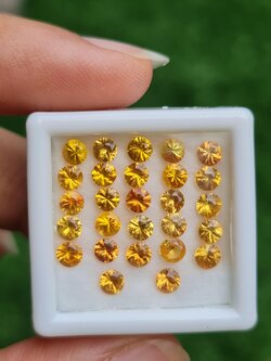 พลอย บุษราคัม yellow sapphire 4.43 กะรัต (Cts.) 27 เม็ด (Pcs.) พลอยแท้ อัญมณีมงคลประจําวันเกิด เครื่องประดับพลอย