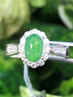 หยก พม่า แท้ Jade แหวนหยก (jadeite Ring) ดิบ (Size) 59 ไม่ผ่านการปรับปรุง (Type A) พม่า (Myanmar)
