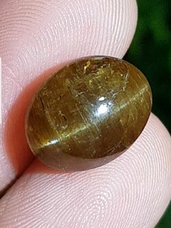 พลอย ตาแมว อะพาไทต์ Cat eye Apatite 7.67 กะรัต (Cts.) พลอยแท้ อัญมณีมงคลประจําวันเกิด เครื่องประดับพลอย