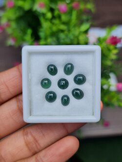 หยกพม่า (Burmese jadeite ) 8 เม็ด 5.39 กะรัต หยกแท้ อัญมณีมงคลประจําวันเกิด เครื่องประดับหยก