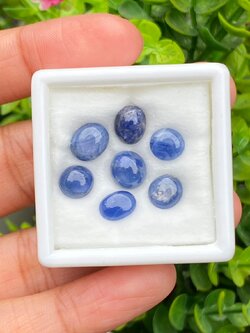 พลอย ไพลิน Blue Sapphire 16.41 กะรัต (Cts.) 7 เม็ด ดิบ (Unheated) พลอยแท้ อัญมณีมงคลประจําวันเกิด เครื่องประดับพลอย