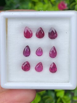 พลอย ทับทิม สยาม Siam Ruby sapphire 9 เม็ด (Pcs.) 4.275 กะรัต (Cts.) พลอยแท้ อัญมณีมงคลประจําวันเกิด เครื่องประดับพลอย